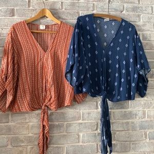 bogo by together boho tie front blouse